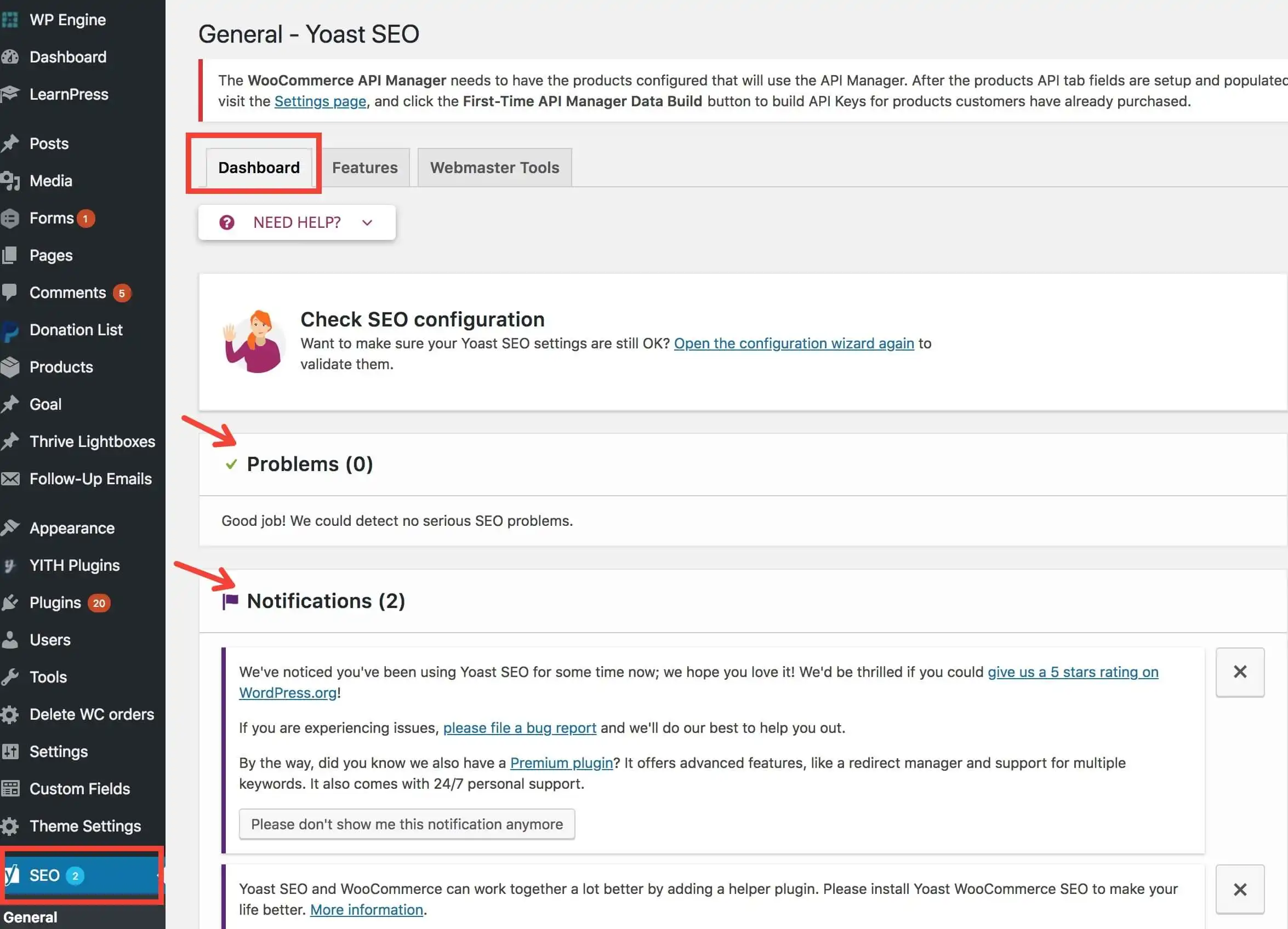 Yoast seo plugin internal screen